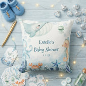 Coussin Bientôt sous l'océan Bébé Shower Pieuvre Hippocamp