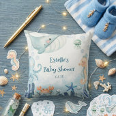 Coussin Bientôt sous l'océan Bébé Shower Pieuvre Hippocamp