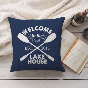 Coussin Bienvenue à Lake House   Marine russe