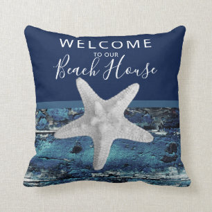 Coussin  Bienvenue à notre Beach House Rustic Nautical Na