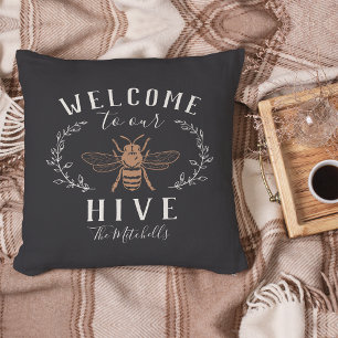 Coussin Bienvenue à notre Hive personnalisée