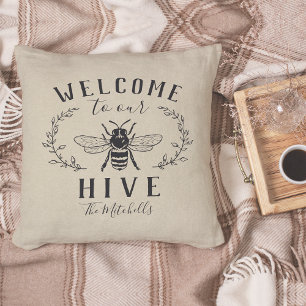 Coussin Bienvenue à notre Hive personnalisée