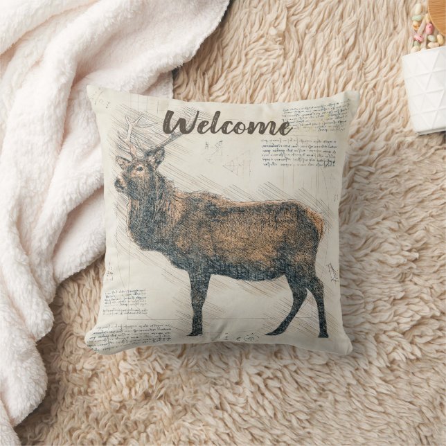 Coussin Bienvenue à Rustic Elk (Couverture)