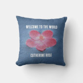 Coussin Bienvenue au monde Fleur rose Eau bleue Floral (Recto)