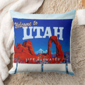 Coussin Bienvenue au panneau Utah (Couverture)