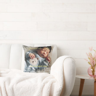 Coussin Bienvenue bébé | Photo personnalisée Nouveau-né St