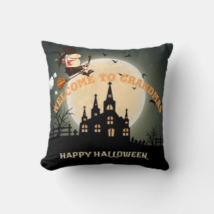 Coussin Bienvenue chez grand-mère, sorcière d'Halloween