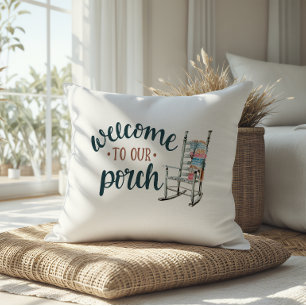 Coussin Bienvenue chez nous à la maison de la chaise à bas