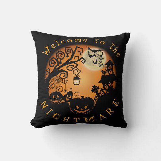 Coussin Bienvenue dans la coutume du Citrouille Halloween (Recto)