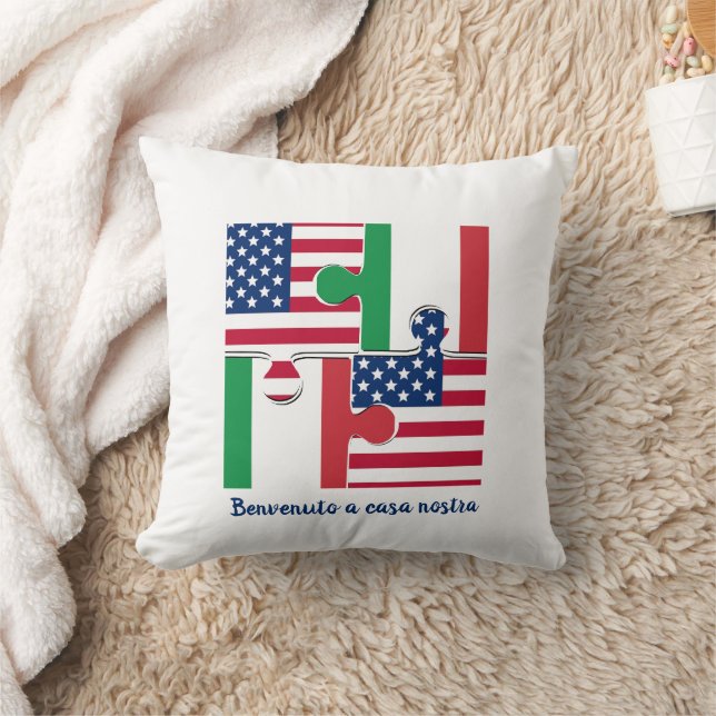 Coussin BIENVENUE Italienne Américaine (Couverture)
