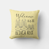 Coussin BIENVENUE Nouveau Arrivée Chaussures bébé Douche J (Recto)