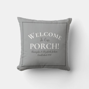 Coussin Bienvenue Porche Personnalisé Mode Gris Noir Calli
