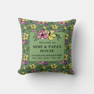 Coussin Bienvenue sur mesure chez Mimi & Papa's House