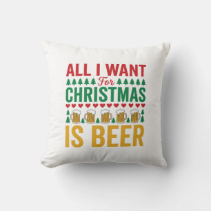 Coussin BièredeNoëlDessinDrôledeFêteBoisson
