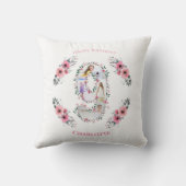 Coussin Big 9th Birthday Girl Photo Collage Fleur rose (Verso)