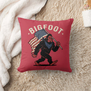 Coussin Bigfoot Drapeau Américain Patriotique Rétro 4 juil