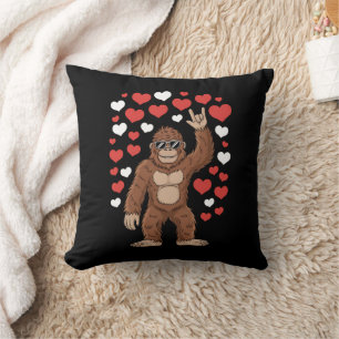 Coussin Bigfoot Saint-Valentin Drôle coeurs Sasquatch