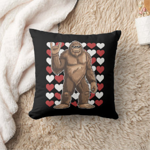 Coussin Bigfoot Valentines Jour Coeurs Drôle Sasquatch Amo
