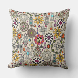 Coussin bijou boho trésors lin