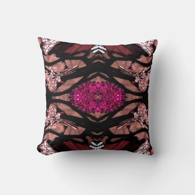 Coussin Bijou oriental Coussin-Noir/blanc/rose/brun (Recto)