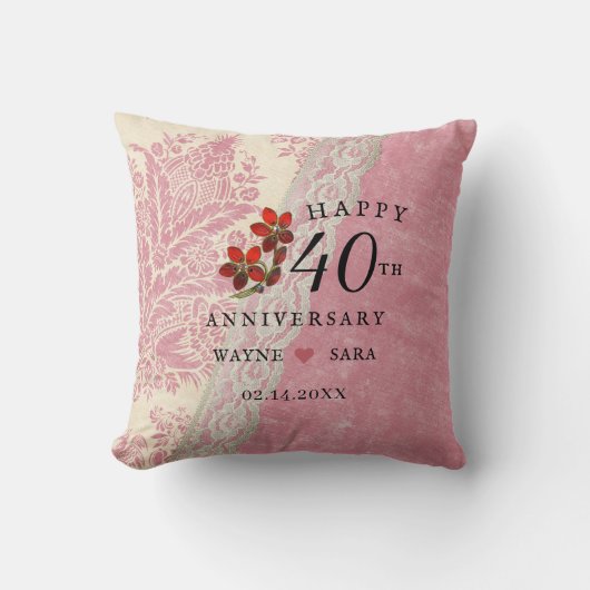 Coussin Bijou Rubis 40e Anniversaire de Mariage (Recto)