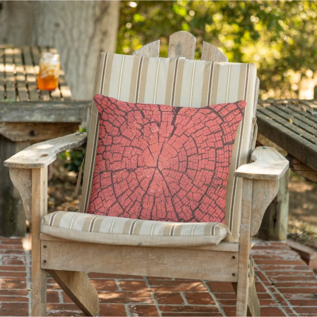 Coussin Bille de bois séchée coupe transversale bois rouge (Chaise)