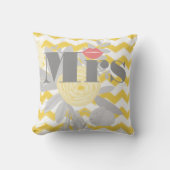 Coussin Birde Mrs Lips Grey Peach et Yellow Zig Zag (Recto)