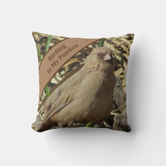 Coussin Birding is My Passion Brown Towhee Photo Bird (Recto)