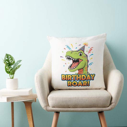 Coussin Birthday Roar Cute Dinosaur Birthday Party Design (Chaise)