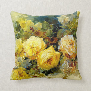 Coussin Bischoff - Rose (jaune), peinture d'art,