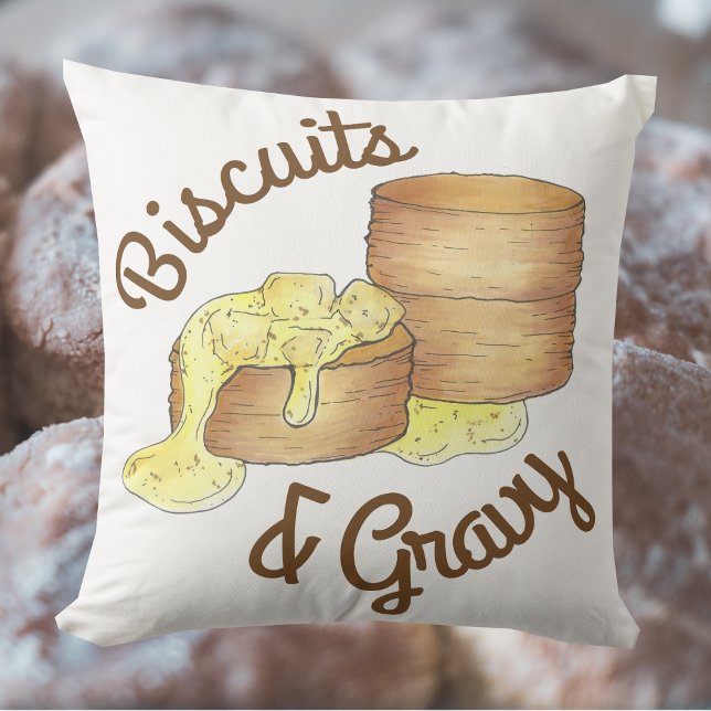 Coussin Biscuits et saucisses Gravité Petit déjeuner Sud (Biscuits and Gravy Pillow)