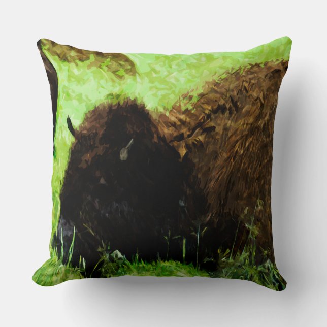 Coussin Bison américain sauvage Impressionnisme Abstrait (Recto)