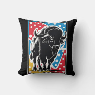 Coussin Bison - Buffalo Pop Art Vintage Retro