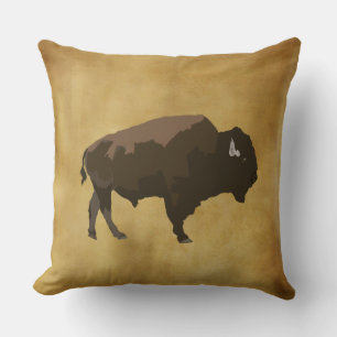 Coussin Bison   Buffle américain puissant   Dessin Tatanka