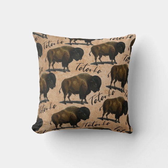 Coussin Bison de Buffalo de Tatanka (Recto)