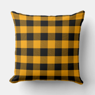 Coussin Bison noir et jaune Plaid Motif Pill