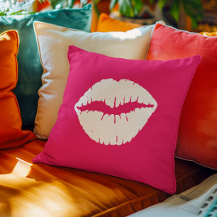 Coussin Bisou rose et blanc