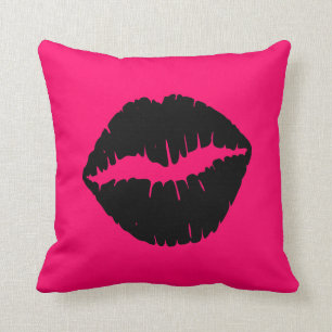Coussin Bisou rose et noir