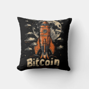 Coussin Bitcoin and Rocket to the Moon Crypto Design