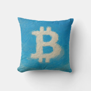 Coussin Bitcoin ciel bleu (Huile, Style: 1)