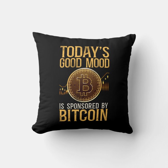 Coussin Bitcoin Crypto Aujourd'Hui Bonne Humeur Est Sponso (Recto)