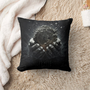 Coussin Bitcoin dans hands crypto currency design