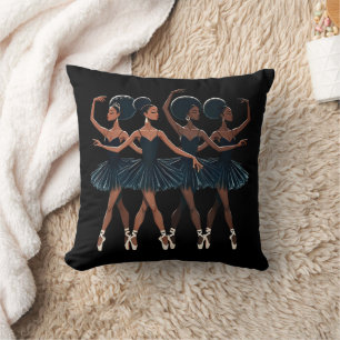Coussin Black African American Ballerina Ballet Dance Girl