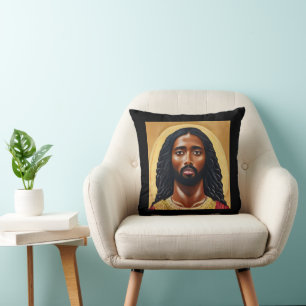 Coussin Black African Jésus Christ Art religieux