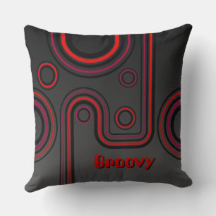 Coussin Black and Orange Vintage 1970 Liniar Art Retro