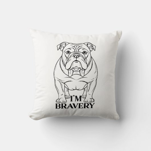 Coussin Black and White Bulldog Serious Expression (Recto)