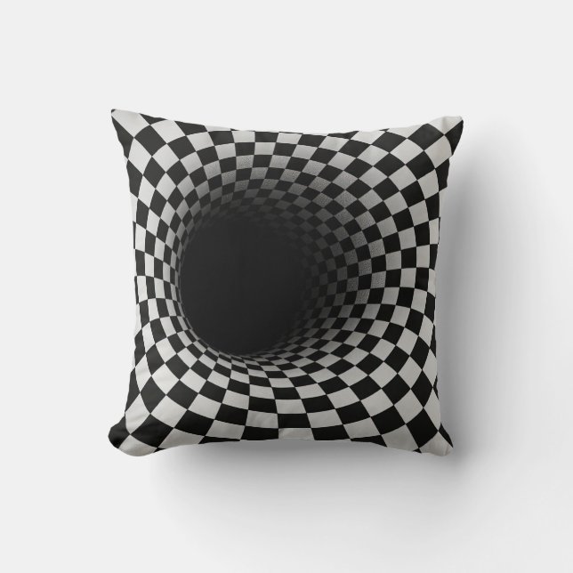 Coussin Black and White Optical Illusion Tunnel (Recto)