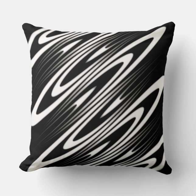 Coussin black and white smooth organic wavy pattern (Recto)