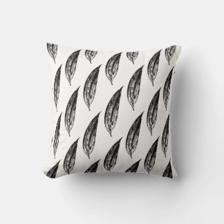 Coussin Black and White White Lily Leaf Print