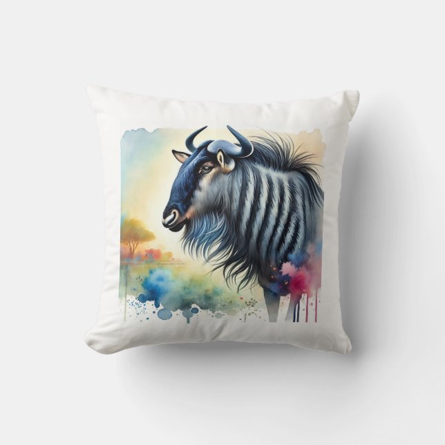 Coussin Black Bearded Blue Wildebeest 290824AREF129 - Wate (Recto)